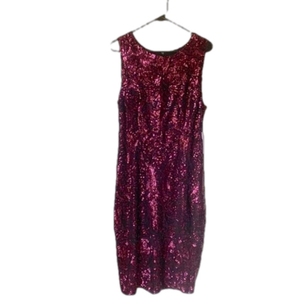 Premier Amour Embellished Sequin Party Cocktail  Sleeveless Crew Neck Size 14